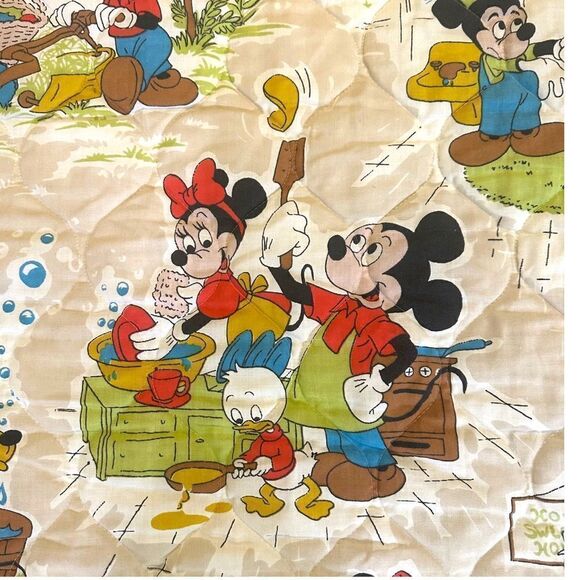 RARE! VTG 1970s Wards Disney Mickey Mouse Twin Size 108 Bedspread VGUC! 80 x 103 - Picture 4 of 8